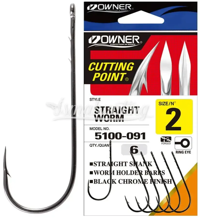 Owner Straigh Worm (5100-111) hook No. 1